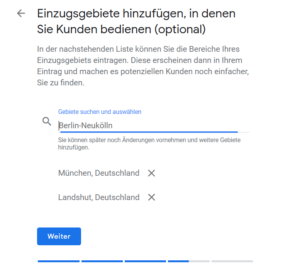 Google MyBusiness einzugsgebiet wählen PKInternetmarketing